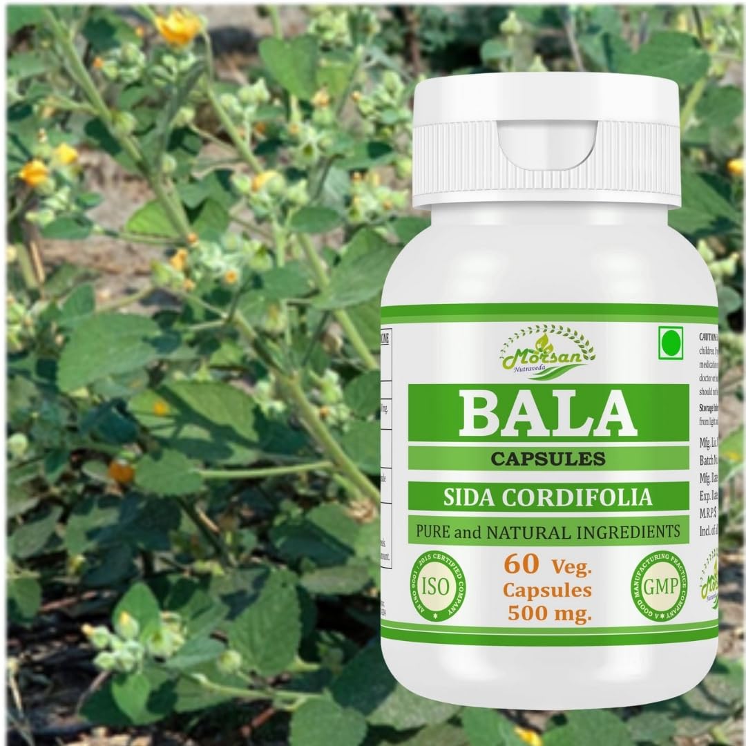 Bala Capsules (Sida Cordifolia Extract) 500mg – Ayurvedic Herbal Capsules for Strength & Vitality, 60 Vegan
