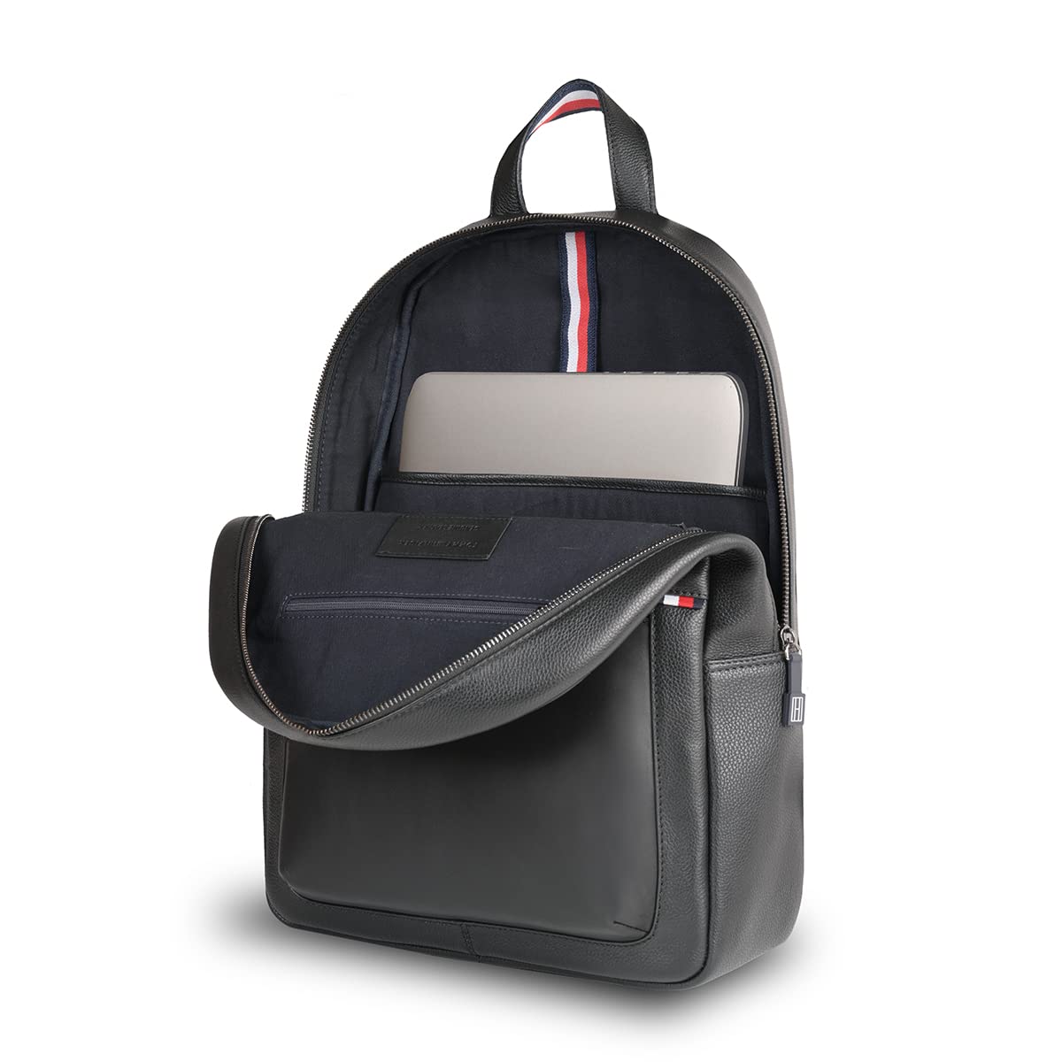 Tommy Hilfiger Rochester Men Leather Laptop Backpack - Black