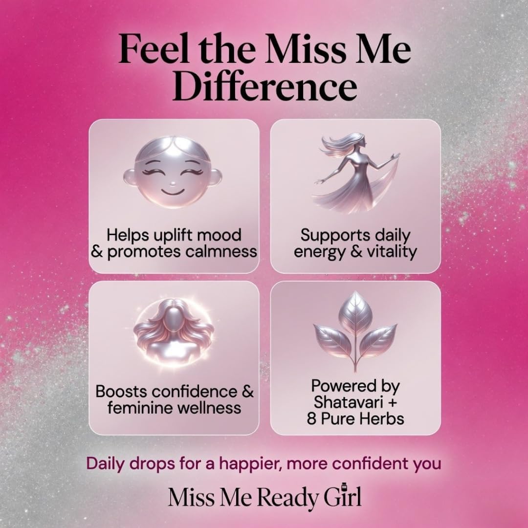 READY GIRL Ayurvedic Female Wellness Drops for Women |10 ml | Herbal Daily Wellness Support with Shatavari | Liquid Drops for Energy Vitality & Mood Balance | Mix with Water, Juice or Milk
