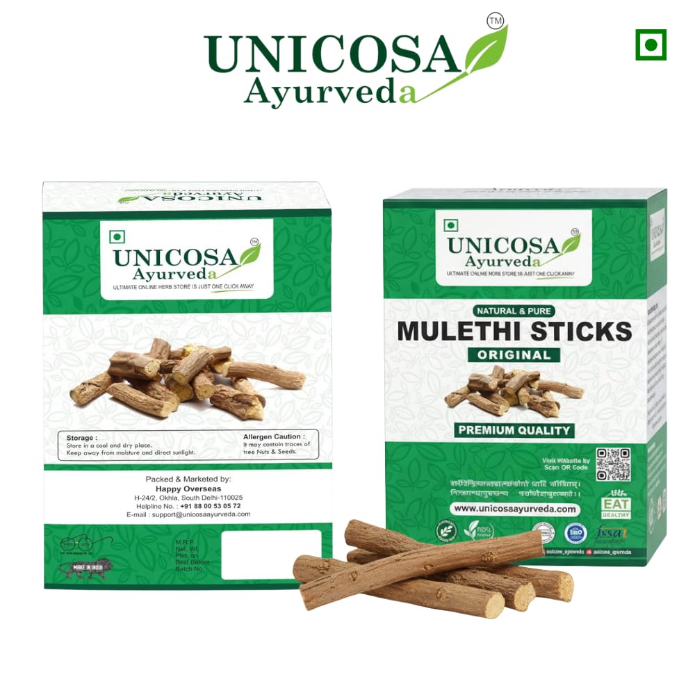 UNICOSA Ayurveda Natural Mulethi Stick (Yastimadhu / Licorice Sticks) 800g (200g x 4 Packs) for Hair, Skin, and Health Care glycyrrhiza glabra powder/licorice Powder | No Added Preservatives Mulethi Stick 800GM | Herbal Licorice Root | Ayurvedic Mulethi f