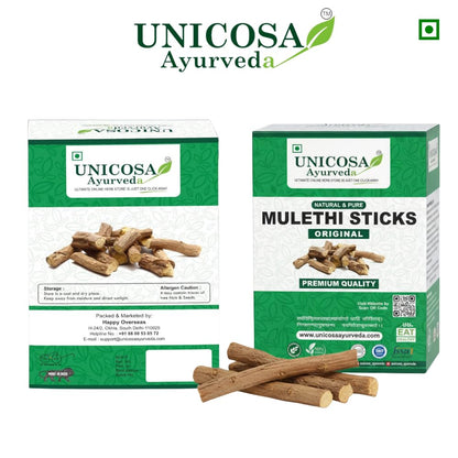 UNICOSA Ayurveda Natural Mulethi Stick (Yastimadhu / Licorice Sticks) 800g (200g x 4 Packs) for Hair, Skin, and Health Care glycyrrhiza glabra powder/licorice Powder | No Added Preservatives Mulethi Stick 800GM | Herbal Licorice Root | Ayurvedic Mulethi f