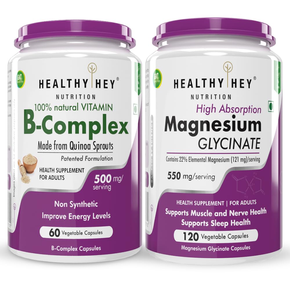 HealthyHey Nutrition Vitamin B-complex 60 capsules & Magnesium Glycinate 120 capsules