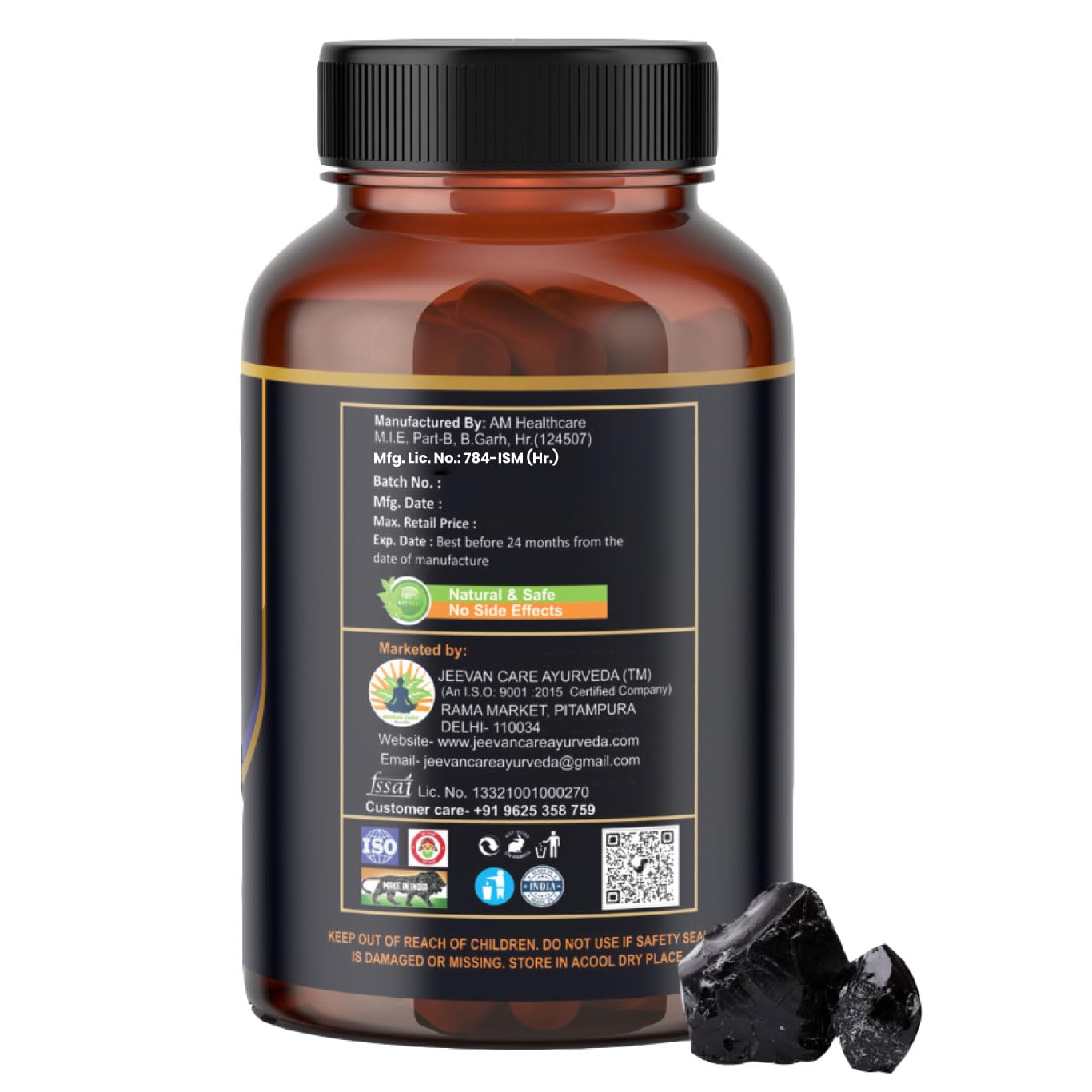Divya Shree Shilajit | 100% Pure Himalayan Shilajit I 60 Capsules | Enhances Stamina, Energy, and Power | Supports Healthy Testosterone Levels