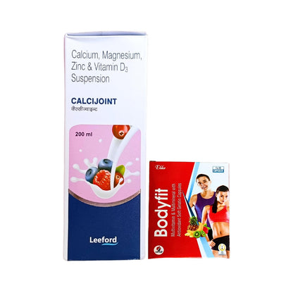 Herbshd Calcijoint Suspension & Bodyfit Capsule | Multivitamin | 200 Ml + 10 Caps