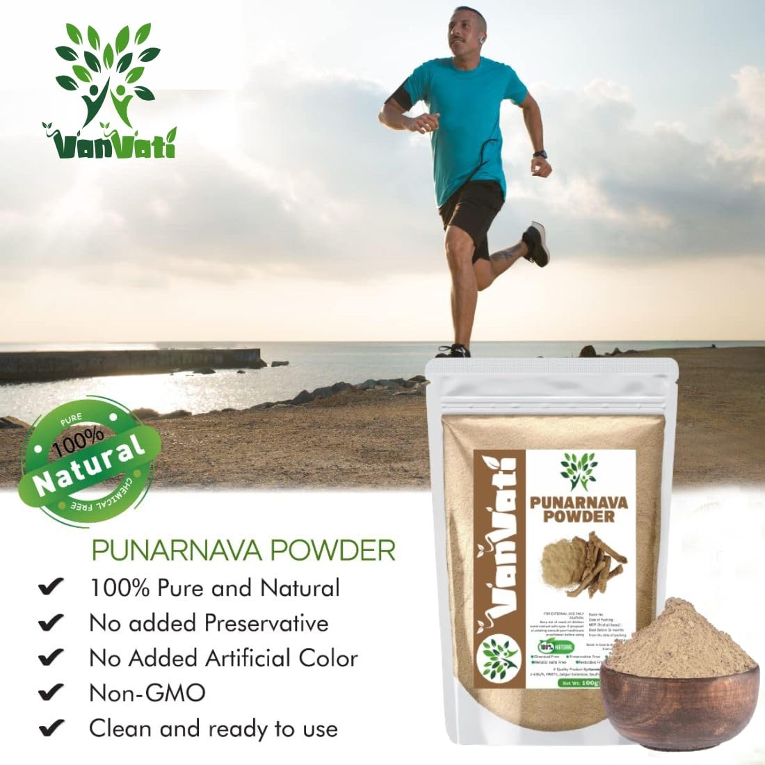 VANVATI Pure Punarnava Powder Herbal Powder For Kidney Health Care And Wellness 100gm
