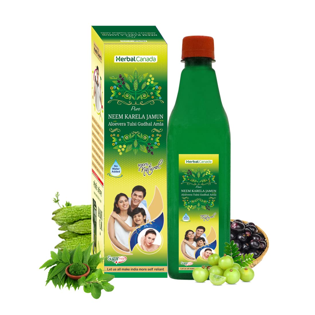 Herbal Canada Neem Karela Jamun | Good for liver health | Natural source of minerals | 100% Ayurvedic (1L)