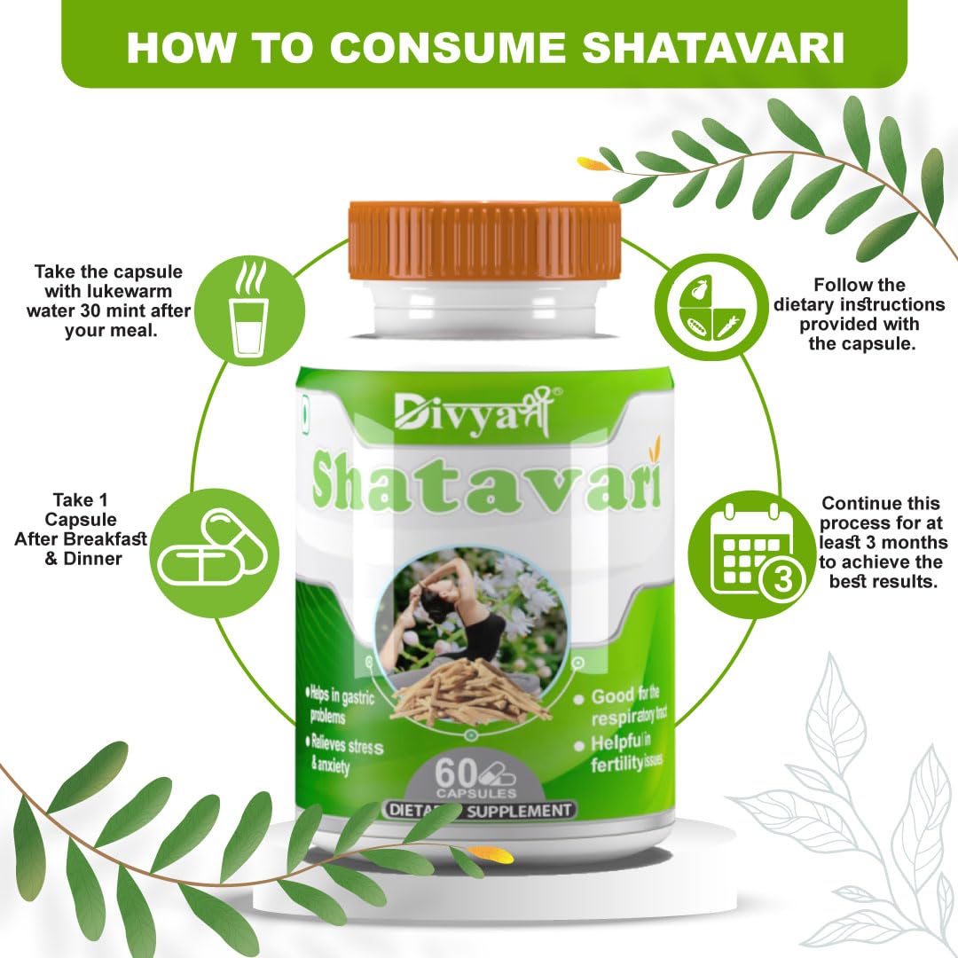 Divya Shree Shatavri Capsule Helps Boosts Health and Vitality For Women | Hormonal Balance | Good for PCOD/PCOS | Restore Stamina and Energy