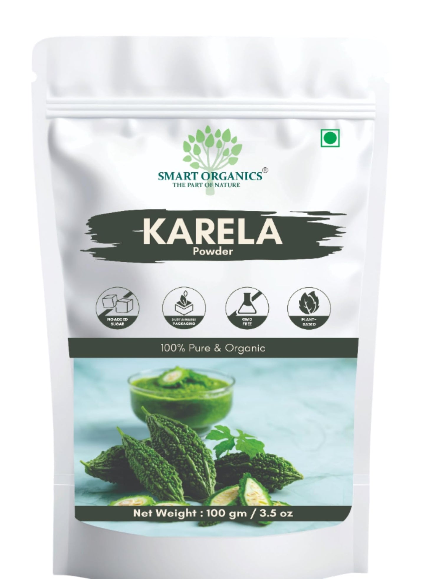 SMART ORGANICS Karela Powder Herbal Nutrition Plant Based Bitter Gourd Supplement for Daily Wellness Blood Sugar Balance Digestive Support and Metabolism Care (100gm)