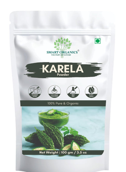 SMART ORGANICS Karela Powder Herbal Nutrition Plant Based Bitter Gourd Supplement for Daily Wellness Blood Sugar Balance Digestive Support and Metabolism Care (100gm)