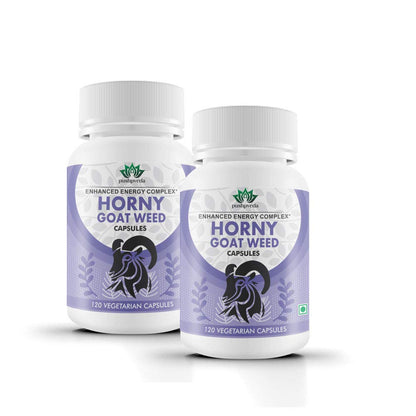 Pushpveda Horney Goat Weed Extract With Maca Root For Men and Women 120 Vegetarian Capsules Pack of 2