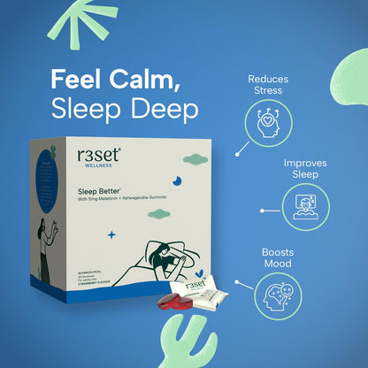 R3SET Melatonin Sleep Gummies | Fall Asleep Faster, Stay Asleep Longer & Wake Up Refreshed | Non Habit-Forming Sleep Aid | 5mg Melatonin with Ashwagandha for Deep Sleep & Stress Relief – 30 Gummies