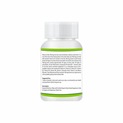 Zindagi Moringa Extract Capsules - Natural Health Supplement - Pure Moringa Leaves Powder Extract (60 Capsules)