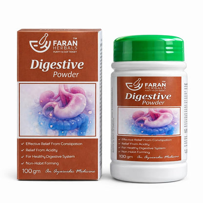 FARAN HERBALS Ayurvedic Digestive Powder | Herbal Supplement with Triphala, Senna & Ajwain | Helps Relieve Constipation, Acidity & Gas | Digestive Churna for Gut Health | 100g