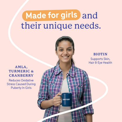 Gritzo SuperMilk Growth+ (Formerly Height+) (13+y Girls), 13g Protein Powder (Double Chocolate, 400g) with Black Panther Sipper Bottle (Black, 700ml)