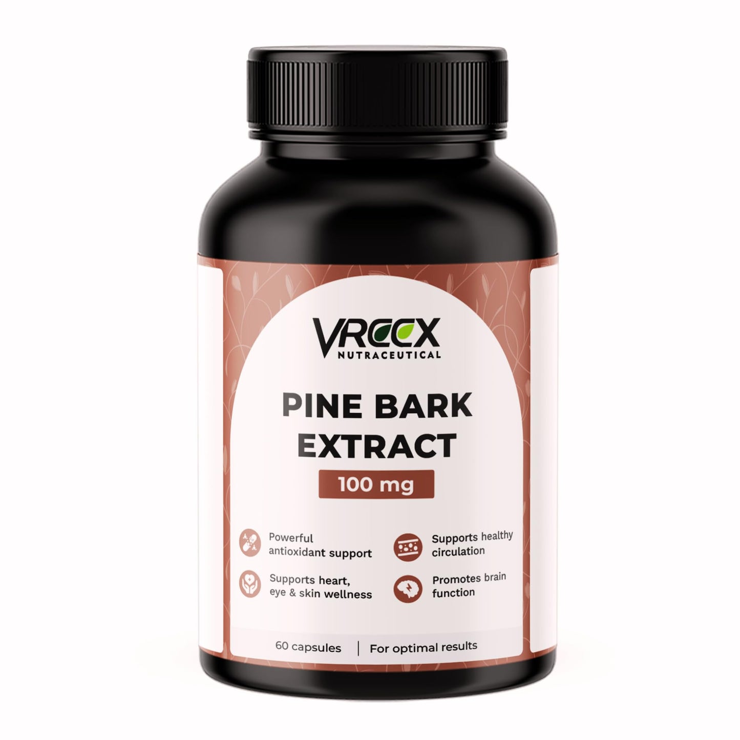 VREEX Pine Bark Extract 100mg Capsules | Natural Antioxidant Support | Helps Maintain Circulation, Skin & General Wellness | Herbal Supplement- 60 Veg Capsules