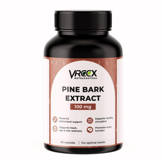 VREEX Pine Bark Extract 100mg Capsules | Natural Antioxidant Support | Helps Maintain Circulation, Skin & General Wellness | Herbal Supplement- 60 Veg Capsules
