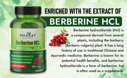 BHARAT AYURVEDA Berberine HCL 600mg 120 Capsules | Maintain Blood Sugar- image 2