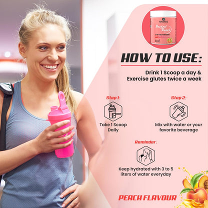 NATURYZ Perfect Peach 4-in-1 GLUTE BUILDER | Micronized Creatine Monohydrate for Women | Booty Gain Collagen | Vegan BCAA 2:1:1 | Electrolytes | Increase Lean Muscle Mass Gain – 250g (Peach Flavour)