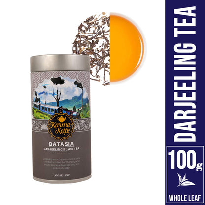 Karma Kettle Batasia- Pure and Fresh Darjeeling Black Tea, Single Estate, Autumnal Flush, Fresh Harvest, Natural Detox, Champagne of Teas, Muscatel Flavor, Loose Leaf, 100 g
