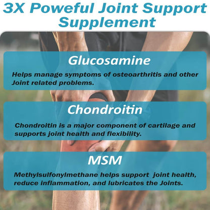 End2End Nutrition Joint Support Supplement with Glucosamine 1500mg, Chondroitin 400mg & MSM 400mg for Men and Women | Joint Health, Cartilage Support, Mobility and Flexibility - 60 Tablets