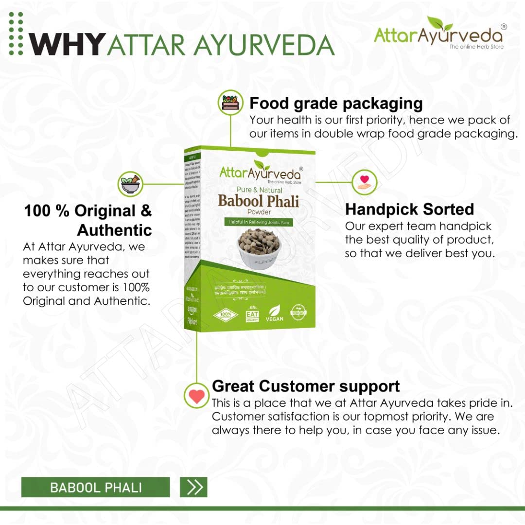 Attar Ayurveda Babool Phali Powder (500 grams) - Babool Fali - Kikar Ph- image 2
