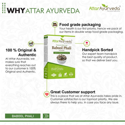 Attar Ayurveda Babool Phali Powder (500 grams) - Babool Fali - Kikar Ph- image 2