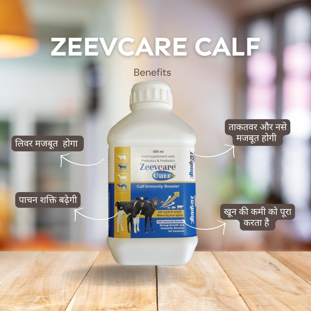 ZEEVCARE Calf Feed Supplement | Immunity Booster with Prebiotics & Probiotics | Calf Health Care | 500 ml