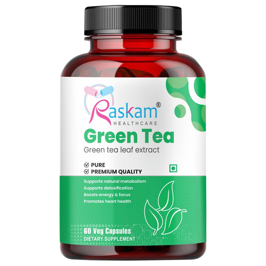 Raskam Green Tea 500 mg Leaf Extract 60 Veg Capsules, Boosts Metabolism, Helps in Fat Loss