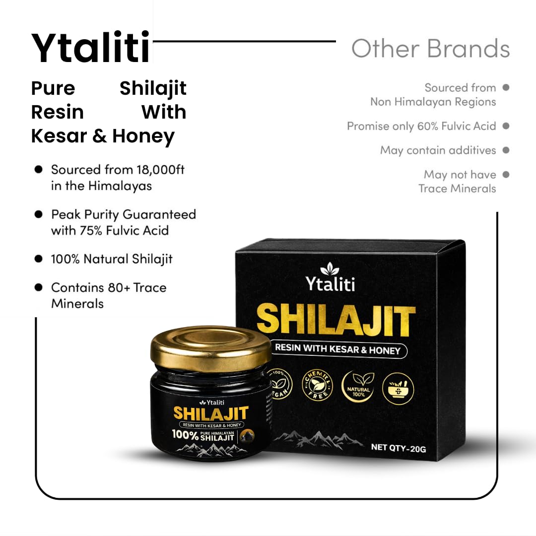 Ytaliti Shilajit Resin with Kesar & Honey – 20g x 3, 60g Total