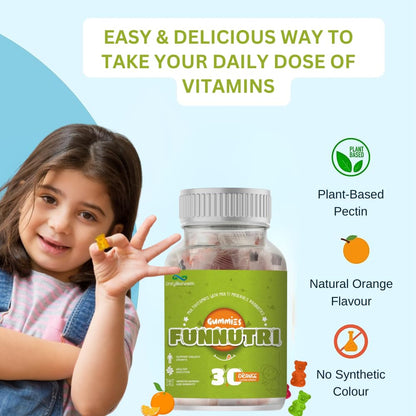 UNITY BIOHEALTH Funnutri Multivitamin Gummies for Kids Men & Women Supplement With Biotin, Essential Multi Vitamin For Healthy Growth, Development and immunity boosters for adults - 30 Gummy Bears