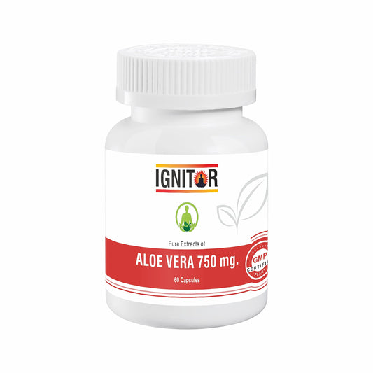 IGNITOR Pure Extract Aloe Vera Capsules Helpful for Hair Grow | Skin | Burns | Constipation - (1 Piece)