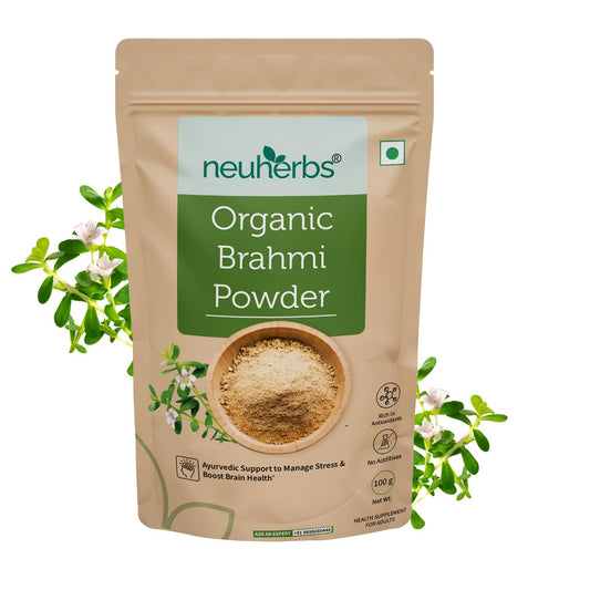 Neuherbs Organic Brahmi Powder (100 gm, Pack of 1) For Men & Women | Ayurvedic Care To Manage Stress & Boost Brain Health | Rich in Antioxident | 100% Pure & Natural | No Added Preservatives