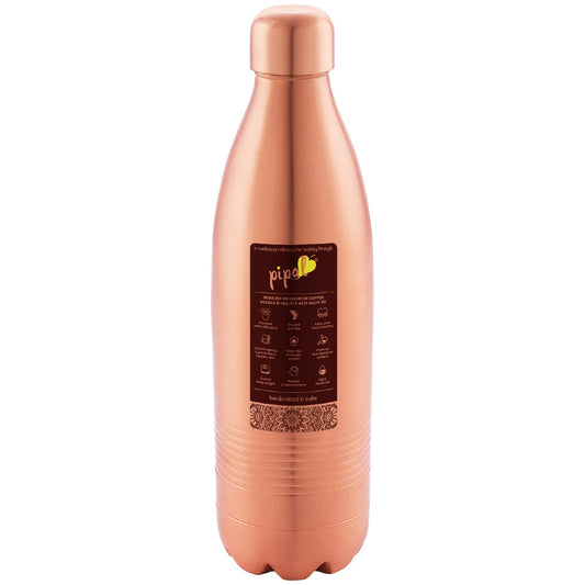 Pipal Atlas 800 Matt Copper Water Bottle, Leak Proof and Durable, Boosts Immunity, Handcrafted, BPA Free, For Home and Travel (800 ml)