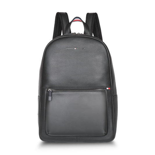 Tommy Hilfiger Rochester Men Leather Laptop Backpack - Black