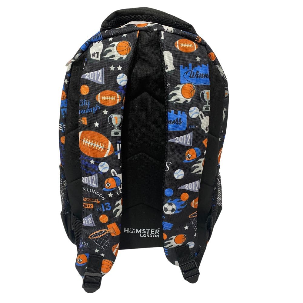 HAMSTER London City Champs Backpack Big – Stylish &15.9L Spacious School Bag in Black with Three Zipped Compartments | Durable, Water-Resistant(W12cm x H40cm x L28cm)