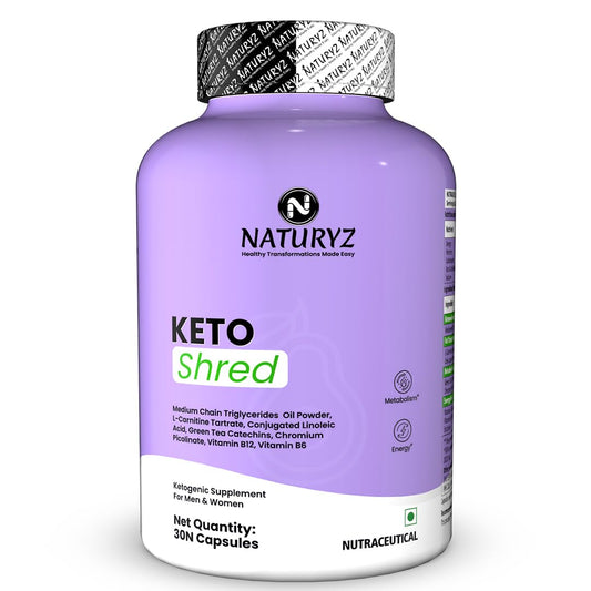 NATURYZ KETO SHRED Ketogenic Burner for Men & Women with MCT Oil, L-Carnitine, CLA, Green Tea, Chromium & B-Vitamins | Supports Ketone Generation, Metabolism & Clean Energy | Keto & Weight Management Support- 30 Veg Capsules