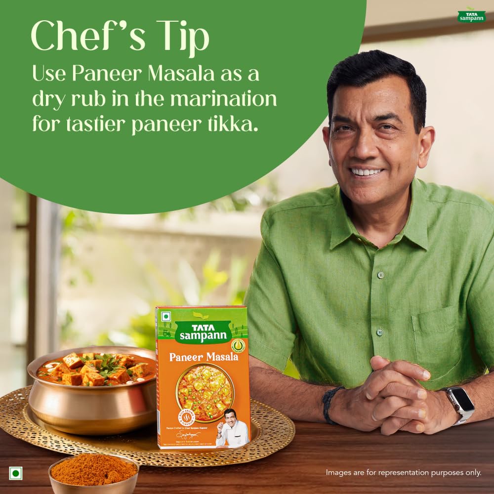 Tata Sampann Paneer Masala Powder with Natural Oils, 100g, Crafted by Chef Sanjeev Kapoor, With Chef’s Exclusive Tip, Rich Aroma & Flavour