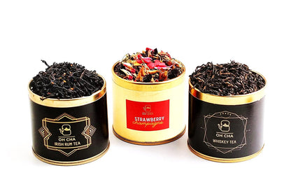 OH CHA - Irish Rum Tea | Non Alcoholic Rum Flavored Pure Darjeeling Black Tea with Safflower and coffee | 100% Whole Leaf | An easy cheers on weekdays | 35g Tin Caddy
