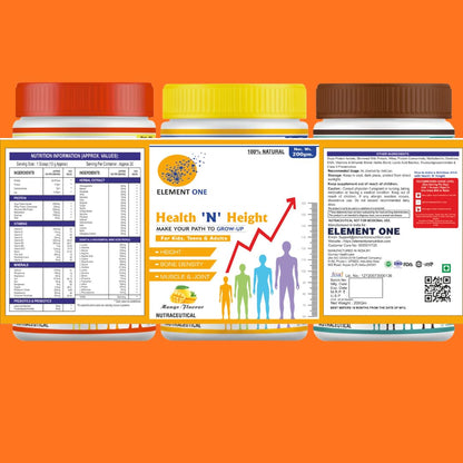 Health N Height Nutritional Powder | Balanced Nutrition with Protein, Vitamins & Minerals | For Kids & Teens | Mango Flavours |