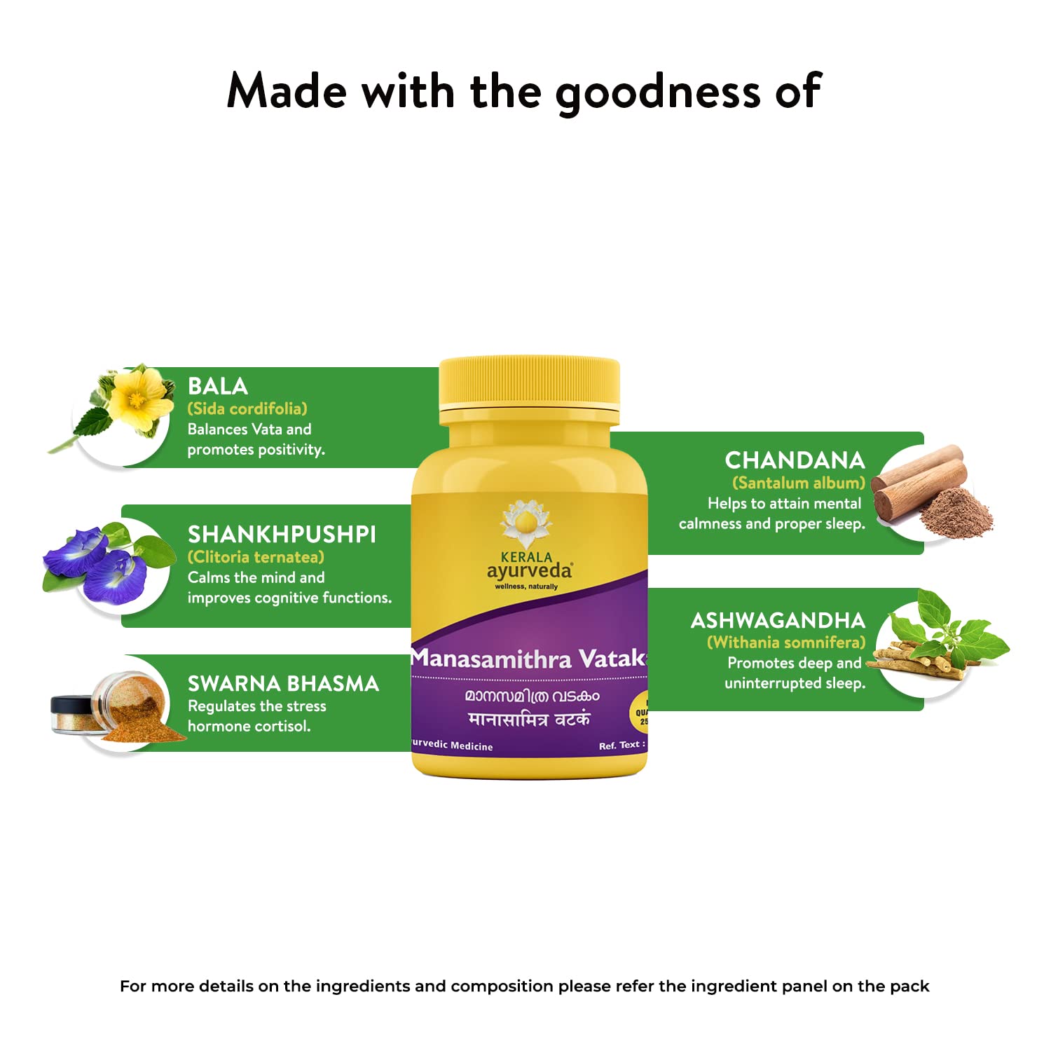 Kerala Ayurveda Manasamitra Vatakam | Ayurvedic Sleeping Tablets for De- image 3