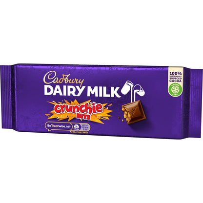 Cadbury Dairy Milk Chocolate Crunchie Bits Bar, 100% Sustainably Sourced Cocoa With Honeycomb Pieces 180g (From UK) With Free Flavourito Kunafa Pistachio Chocolate Bar, 20g By Decadent Foods