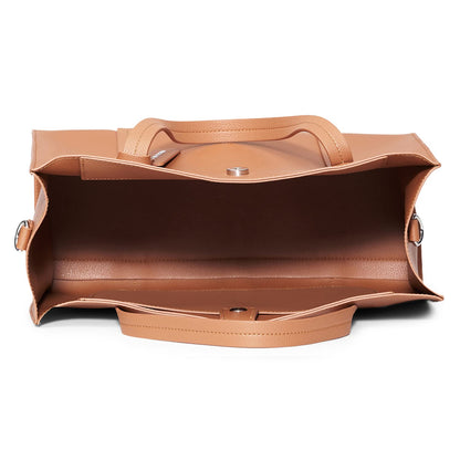 Miraggio Grace Solid Tote Bag For Women With Adjustable & Detachable Sling | Tote Bag For Women Stylish (Tan)