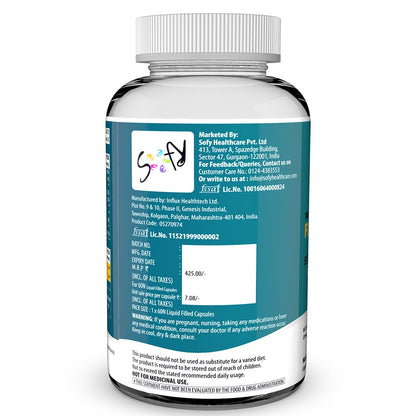 Naturyz Vegetarian Omega 3 Flaxseed + Sea buckthorn Oil Capsules 1120mg | Extra Virgin Cold Pressed Oil supplement with Omega 3, 6, 7 & 9 | Supports Healthy Heart, Skin, Brain & Gut | Plant source| Pack of 60