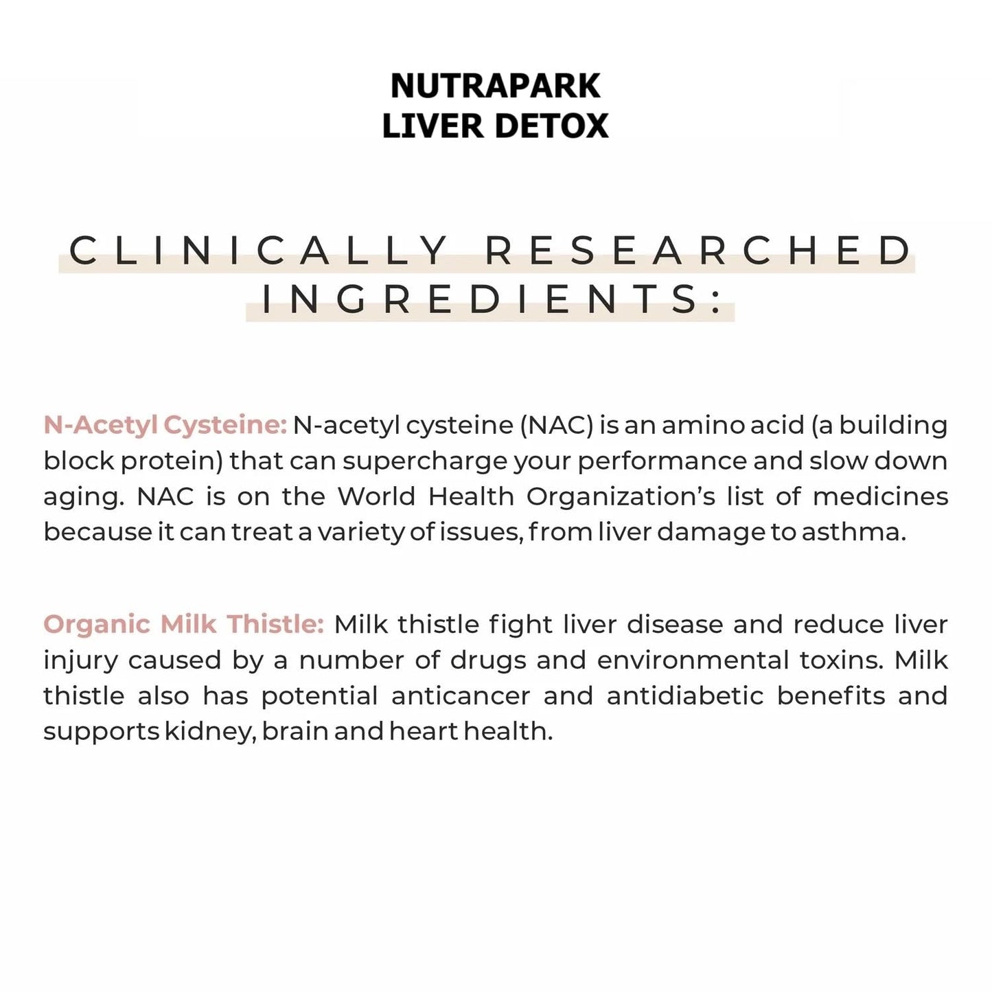 Nutrapark Liver Detox Capsules with NAC & Milk Thistle | Liver Cleanse & Antioxidant Support | with Beetroot & Dandelion | 60 Veg Capsules
