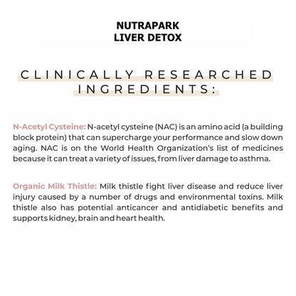 Nutrapark Liver Detox Capsules with NAC & Milk Thistle | Liver Cleanse & Antioxidant Support | with Beetroot & Dandelion | 60 Veg Capsules