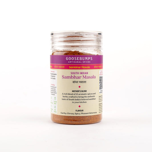 Goosebumps Sambhar Masala | Traditional Sambar Spice Blend |100% Natural Ingredients | Artisanal & Authentic | Vegan Spice | No Bulking Agent, Artifical Colours or Preservatives used, 80 GMS