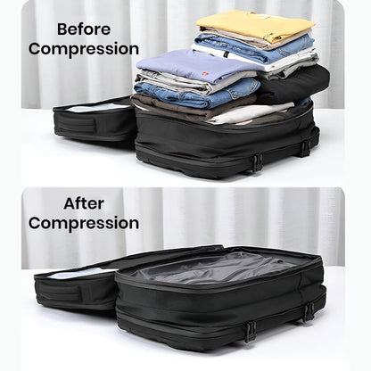 TECPHILE Airpack Laptop Backpack Vacuum Bag for Men Travel Waterproof Large Capacity 22L-45L Convertible Duffle Bag, fit for 17.3” Laptop USB Charging Port, Travelling Bag (Bag + Vacuum Pump)