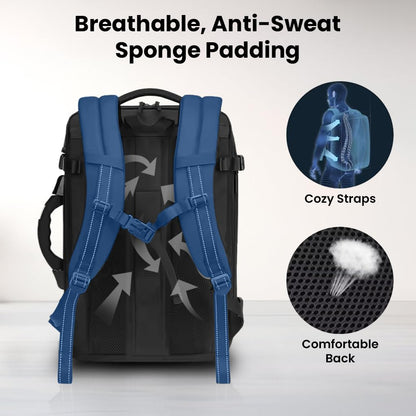 TECPHILE AirPack Backpack with Vacuum Compression 60L Large Capacity Expandable Bag, 19” Laptop Compartment, Waterproof, TSA Lock, Anti-Theft, Charging Port Electronic Weighing Handle (with Pump)