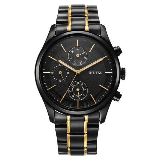 Titan Quartz Analog with Day and Date Black Dial Watch for Men-NS1805KM06/NT1805
