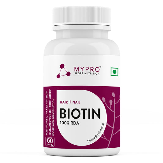 Mypro Sport Nutrition Biotin | Beauty Capsules | Promotes Healthy Hair | Skin & Nails |Helps Support Energy Metabolism | Helps Convert Food Into Energy For Men And Women -60 Capsules